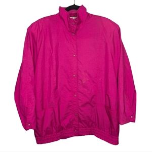 Vintage Kimberly Bennett Medium Hot Pink Button Up Wind Breaker - Discolouration